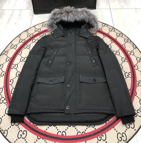 Moose Knuckles Fur-Trim Hooded Puffer Jacket