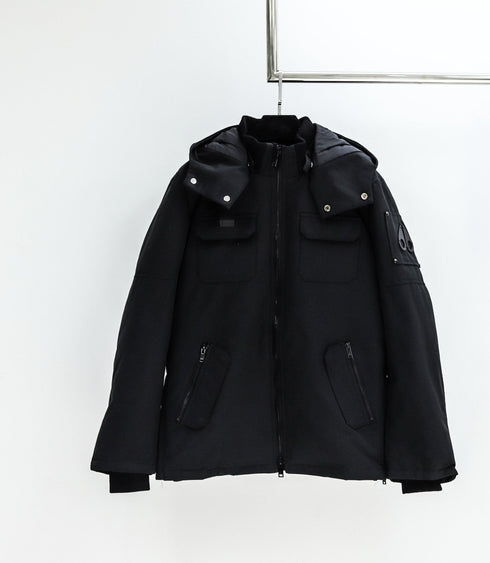 Moose Knuckles Contrast Panel Hooded Puffer Jacket