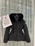 Moncler Fur-Trim Hood Belted Puffer Coat