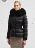 Moncler Fur-Trim Hood Belted Puffer Coat