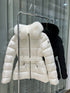 Moncler Fur-Trim Hood Belted Puffer Coat