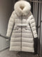 Moncler Long Belted Fur-Trim Hooded Down Coat