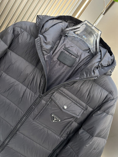 Prada Black Hooded Puffer Jacket