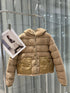 Moncler Beige Sherpa Hooded Puffer Coat
