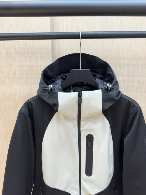 Moncler Color-Block Hooded Puffer Coat