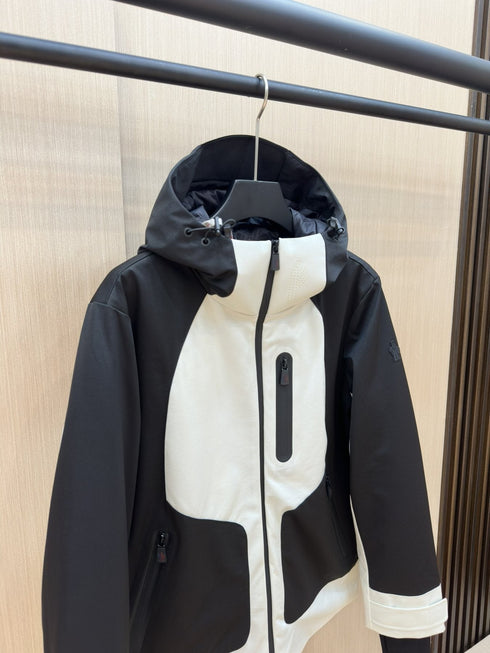 Moncler Color-Block Hooded Puffer Coat