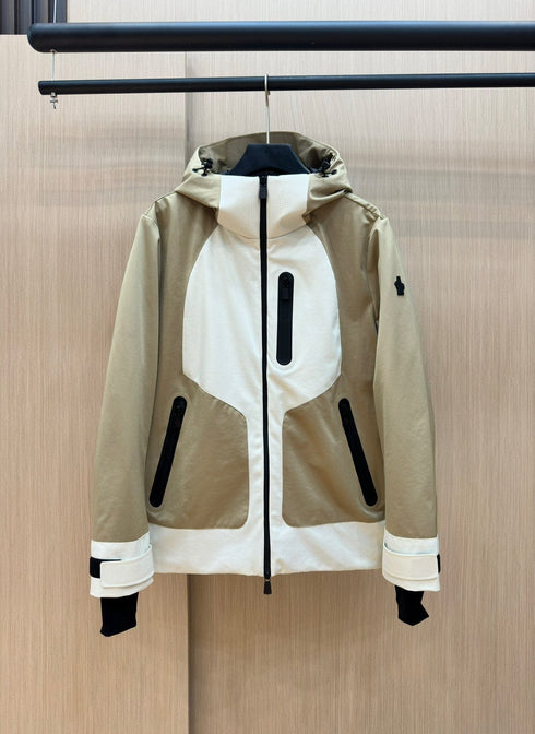 Moncler Color-Block Hooded Puffer Coat