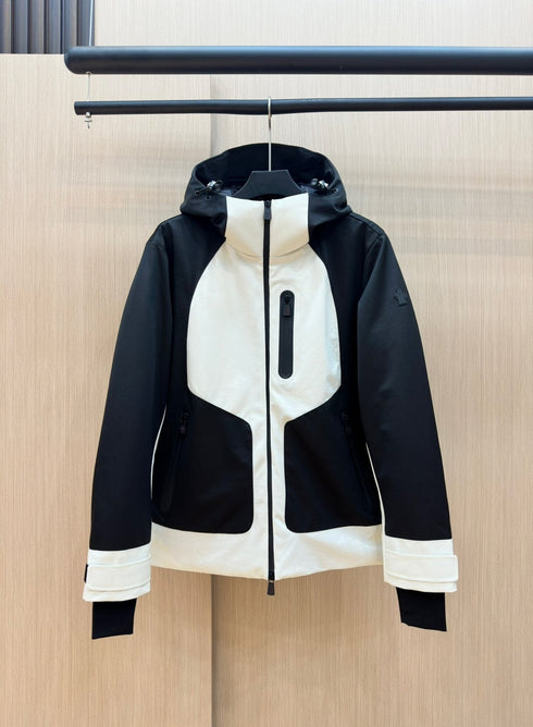 Moncler Color-Block Hooded Puffer Coat