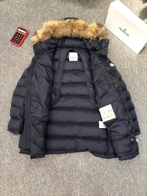 Moncler Hooded Fur-Trim Puffer Coat