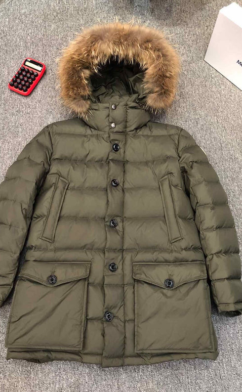 Moncler Hooded Fur-Trim Puffer Coat