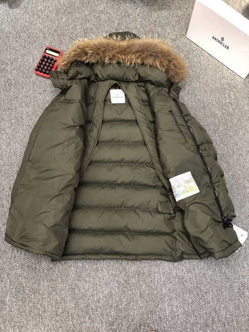 Moncler Hooded Fur-Trim Puffer Coat