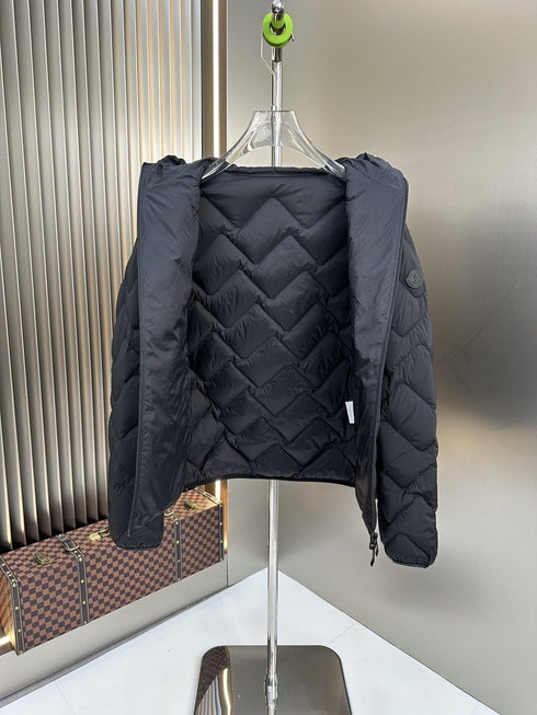 Moncler Chevron-Quilted Hooded Puffer Coat