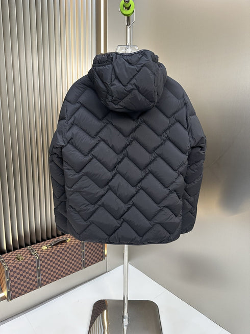 Moncler Chevron-Quilted Hooded Puffer Coat