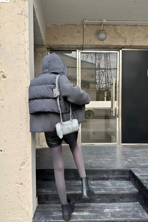 Moncler Hooded Knit-Sleeve Puffer Jacket