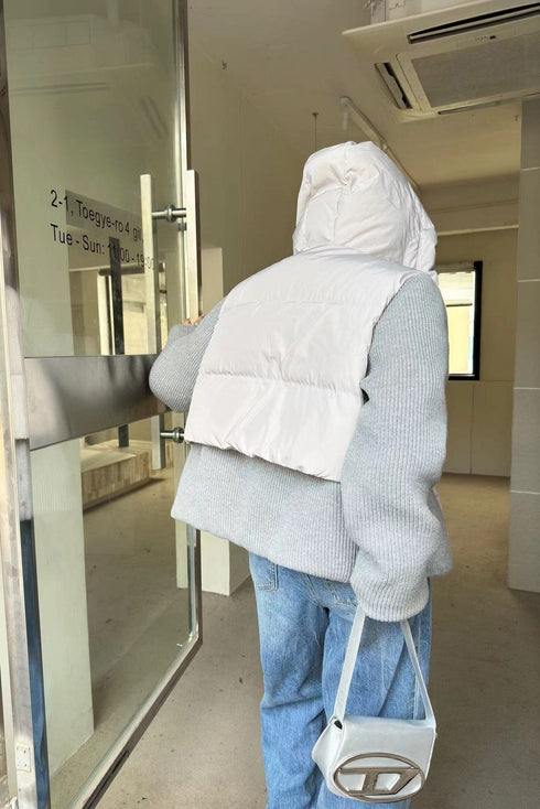 Moncler Hooded Knit-Sleeve Puffer Jacket