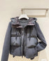 Moncler Hooded Knit-Sleeve Puffer Jacket