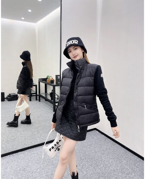 Moncler Quilted Front Knit Jacket