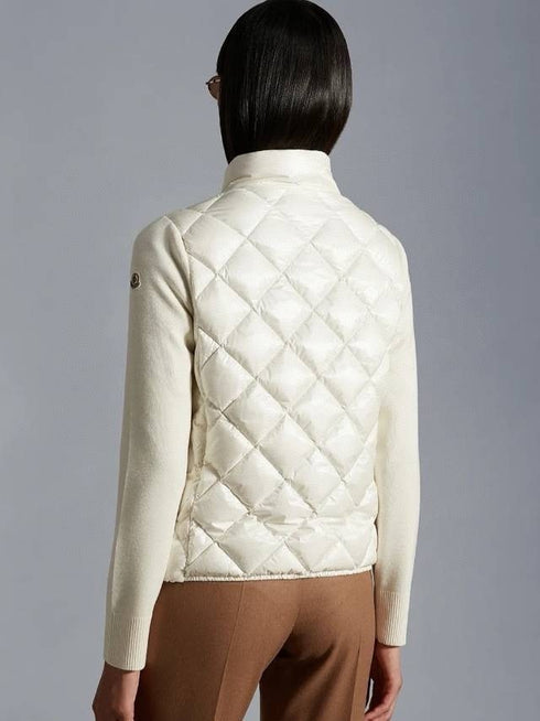 Moncler Diamond-Quilted Knit Sleeve Jacket
