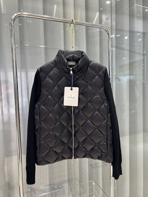Moncler Diamond-Quilted Knit Sleeve Jacket