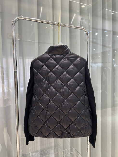 Moncler Diamond-Quilted Knit Sleeve Jacket