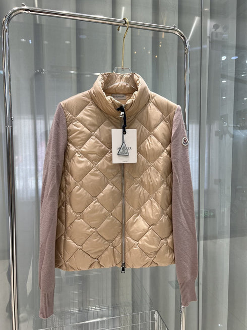Moncler Diamond-Quilted Knit Sleeve Jacket