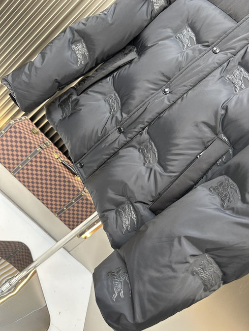 Burberry Charcoal Grey Hooded Quilted Puffer Jacket