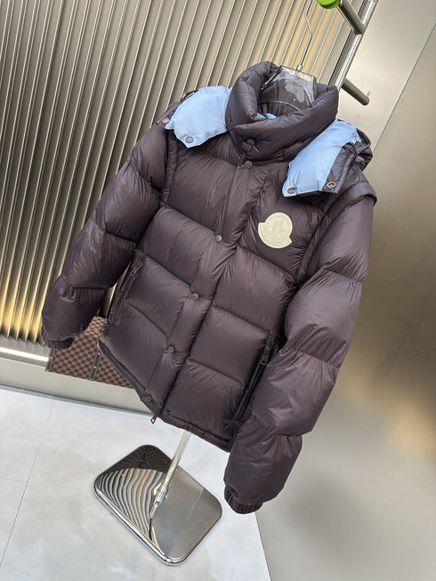 Moncler Convertible-Sleeve Hooded Puffer Coat