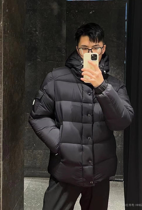 Moncler Matte Short Hooded Puffer Coat
