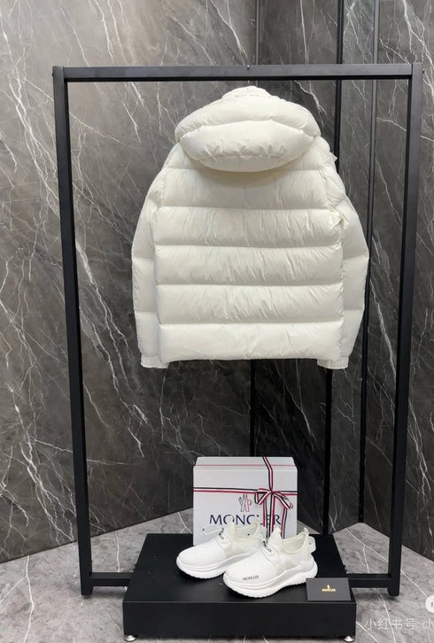 Moncler Matte Short Hooded Puffer Coat