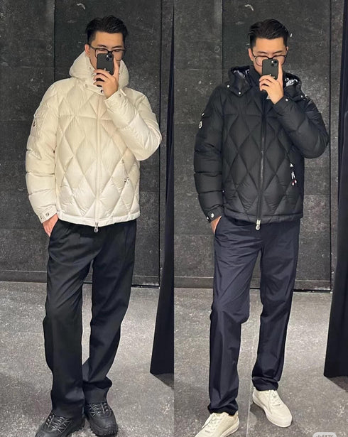 Moncler Diamond-Quilted Hooded Puffer Coat