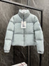 Moncler Light Blue Corduroy Cropped Puffer Coat