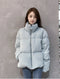 Moncler Light Blue Corduroy Cropped Puffer Coat