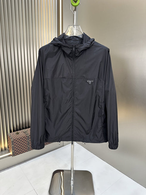 Prada Hooded Zip-Front Windbreaker