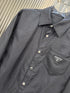 Prada Black Textured Long-Sleeve Button-Up Shirt