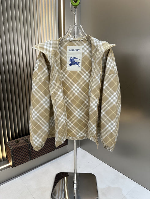 Burberry Beige Check Hooded Zip Jacket
