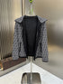 Fendi Black and White Pattern Hooded Zip-Front Jacket