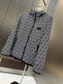 Fendi Black and White Pattern Hooded Zip-Front Jacket