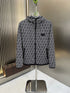Fendi Black and White Pattern Hooded Zip-Front Jacket
