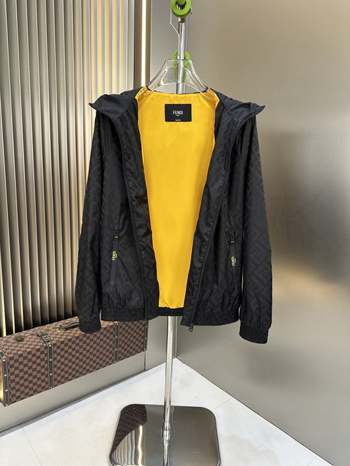 Fendi Tonal Geometric Hooded Full-Zip Jacket