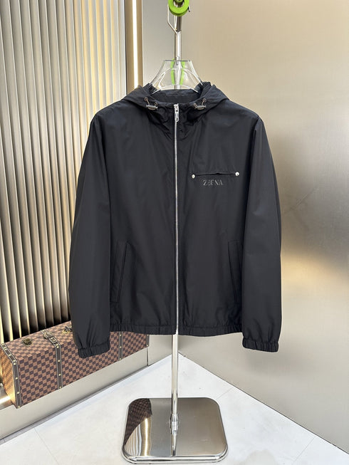 Zegna Hooded Zip-Front Jacket