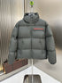 Prada Hooded Puffer Jacket with Red Chest Trim