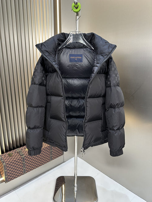 LV Tonal Monogram Hooded Puffer Coat
