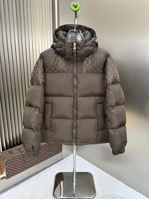 LV Tonal Monogram Hooded Puffer Coat