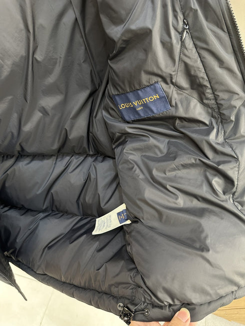 LV Dark Grey Hooded Quilted Puffer Coat
