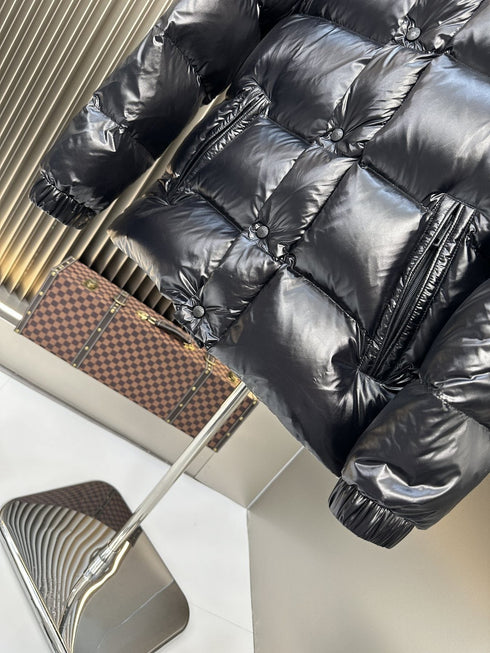 Moncler Black Glossy Quilted Puffer Coat