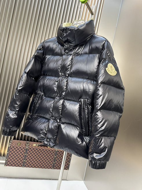Moncler Black Glossy Quilted Puffer Coat