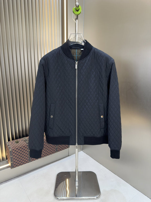 Burberry Navy Quilted Bomber Jacket