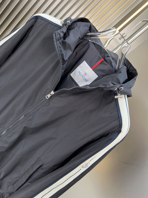 Moncler Contrast Sleeve Stripe Hooded Jacket