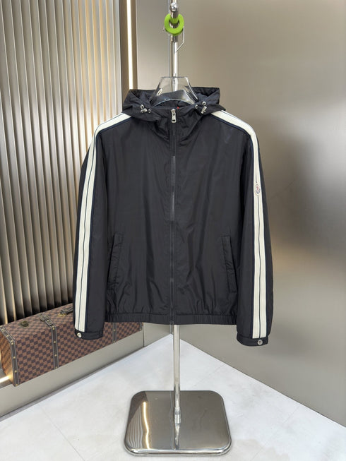 Moncler Contrast Sleeve Stripe Hooded Jacket