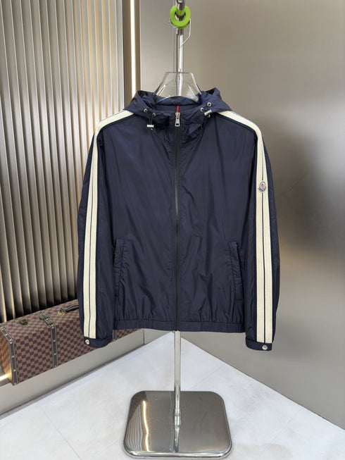 Moncler Contrast Sleeve Stripe Hooded Jacket